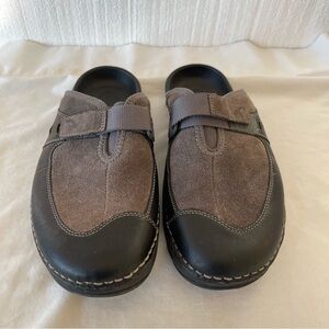 Earth Suede and Leather Mules in Brown and Black